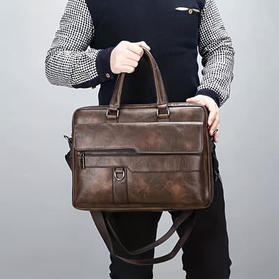 Pasta executiva de couro PU vintage bolsa mensageiro bolsa de mão para homens bolsa de viagem trabalho bolsa de computador bolsa de ombro crossbody