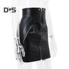Punk Stil Frauen Winter Mini Rock Hohe Taille Taschen Zipper Verschluss Kurzen Rock Slim Fit Hüfte Gewickelt Sexy Faux leder Rock