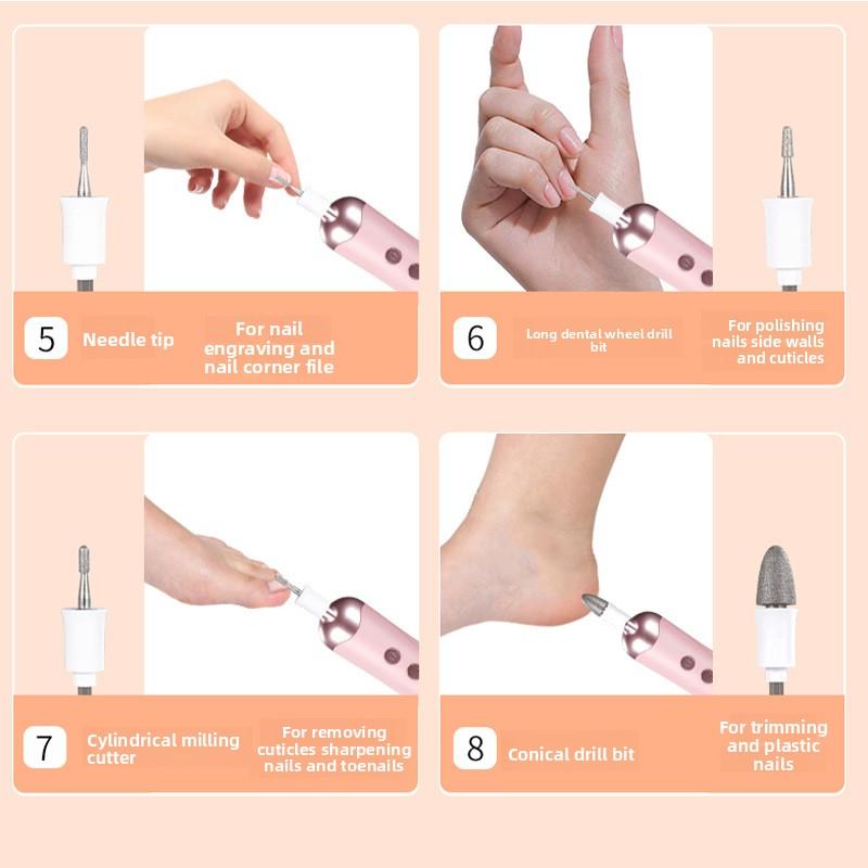 Electric Nail Grinder 8-in-1 Portable Nail Grinder Special Multifunctional Silent Nail Remover Nail Repair Kit Tool