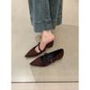 French thick heel pointed Mary Jane shoes 2025 new suede shallow mouth word with suede versatile single shoes