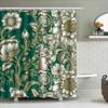Green Gold Floral Shower Curtain White Flower Decorative Bath Rug Liner Soft Fabric Waterproof Home Bathroom Decoration Various