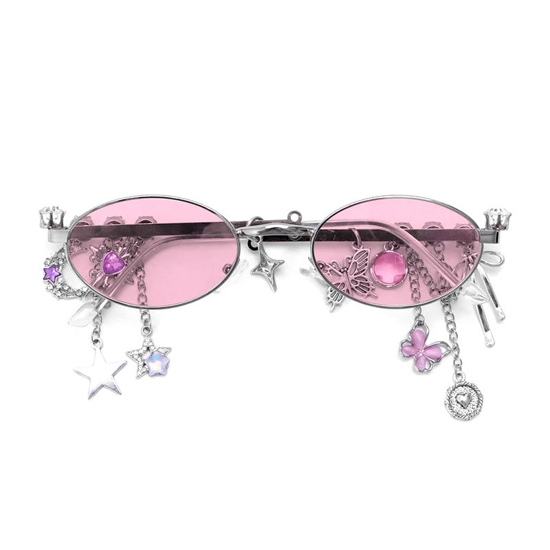 Personalized Sweet Cool Spicy Girl Eyeglasses  Star Diamond Small Frame Elliptical Glasses For Women Trendy Eyeglasses