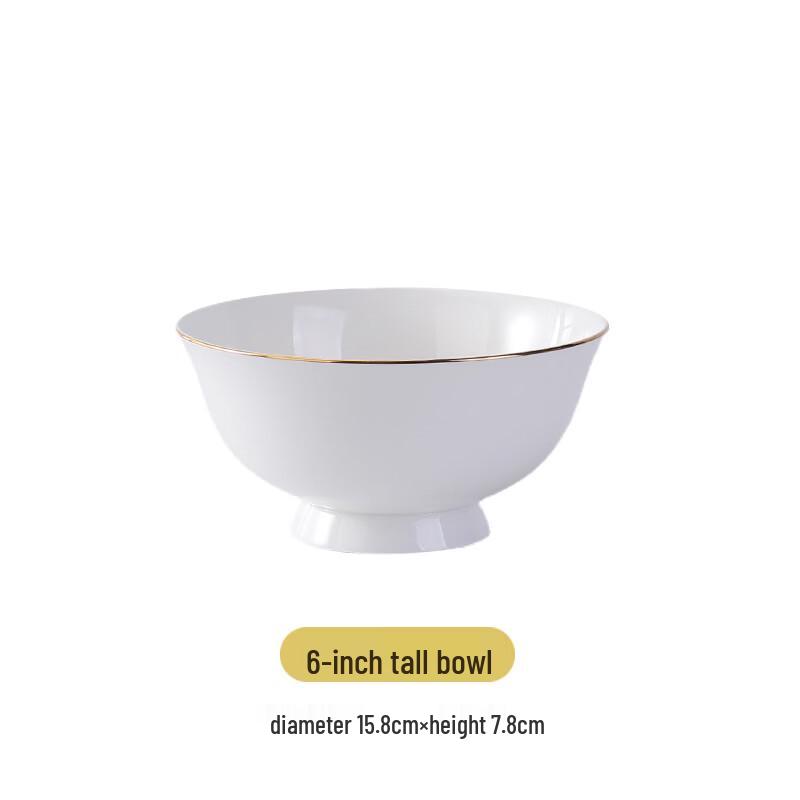 

ZISIZ Gold-Rimmed Bone China Noodle Bowl