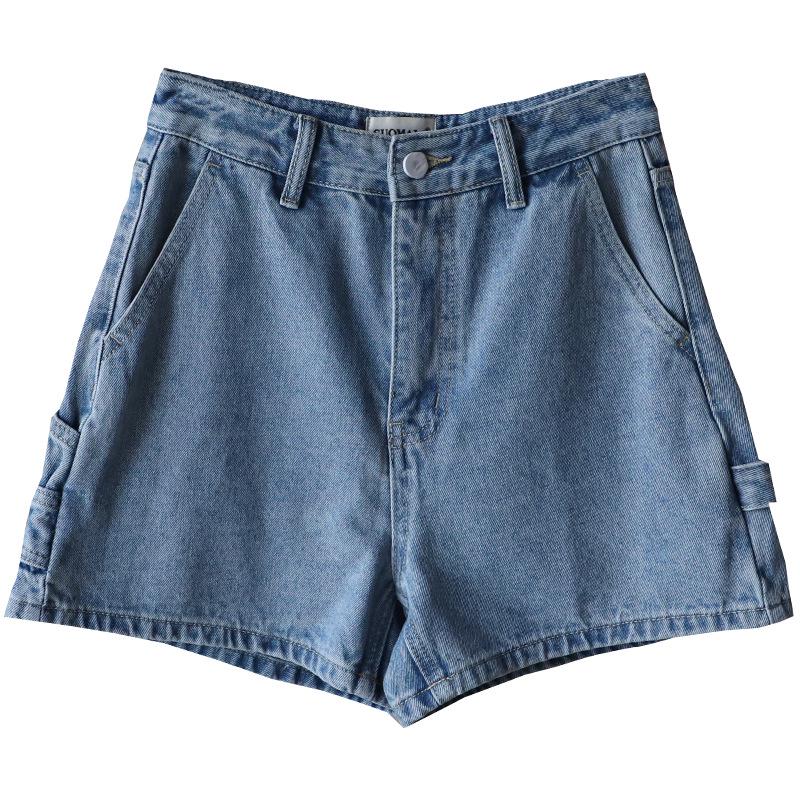 Summer 2025 Korean Style Women's Denim Cargo Shorts - Straight Leg, Versatile A-line