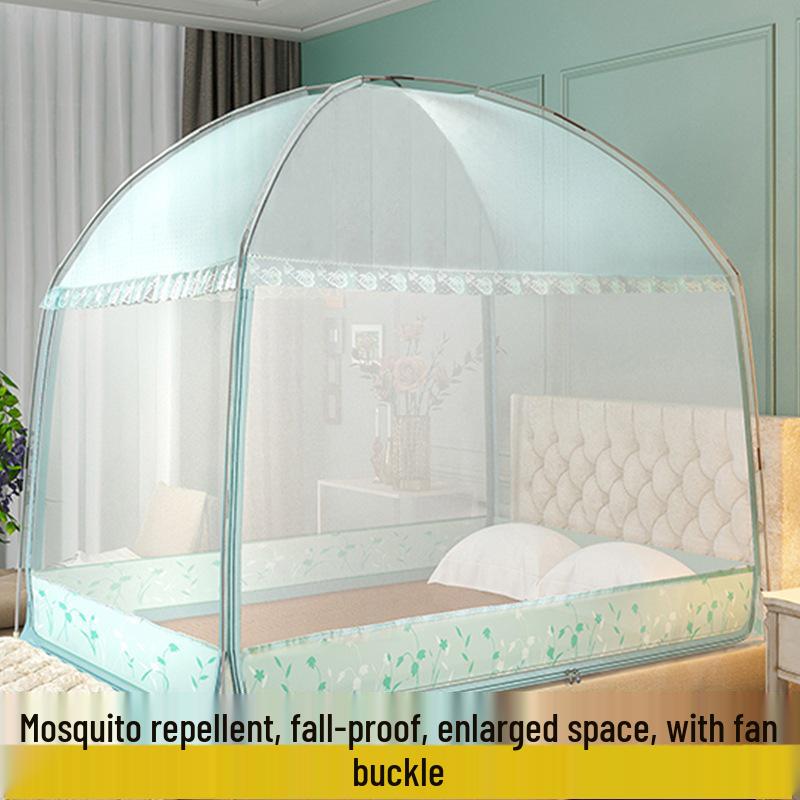 

Mongolian Yurt Style Full-Coverage Mosquito Net for 1.8m Bed, Anti-Fall, Ideal for Kids & Dormitories, 2025 Design. 120x200cm [Three Doors, Free Fan Hook]
