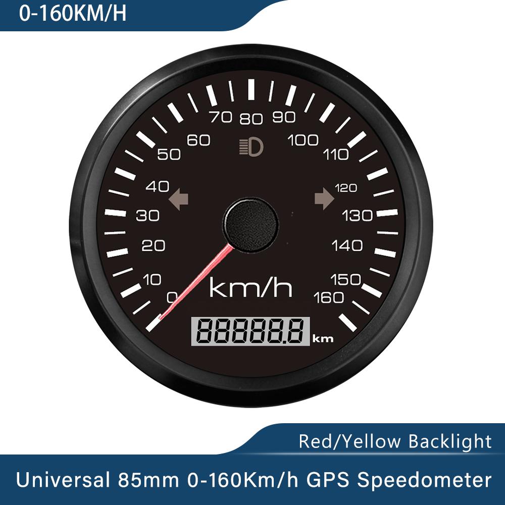 Waterproof 85mm GPS Speedometer 0-125 MPH 0-160 MPH 0-200 MPH for Snowmobile Motorcycle ATV UTV Total Mileage Adjustable 12V 24V