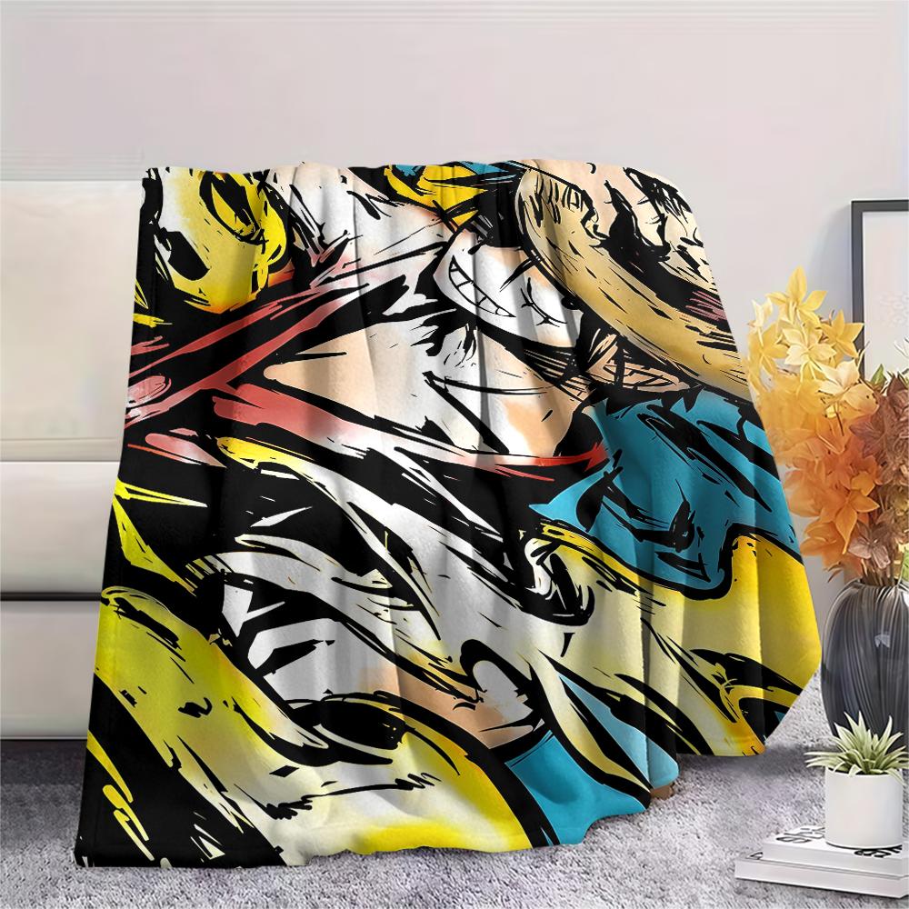 One Piece Character Print Flannel Blanket,High Quality Comfortable for All Seasons,Home Decor,Warmth and Comfort,Perfect for Christmas Gifts