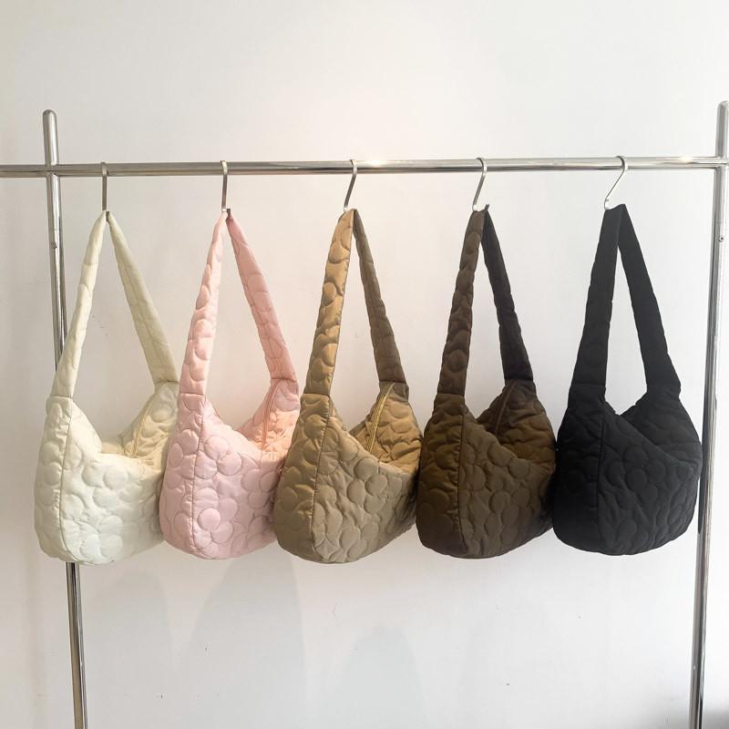 Chic Korean Style Cotton Tote Bag For Women 2023 New Pleated Cloud Bag Autumn Winter