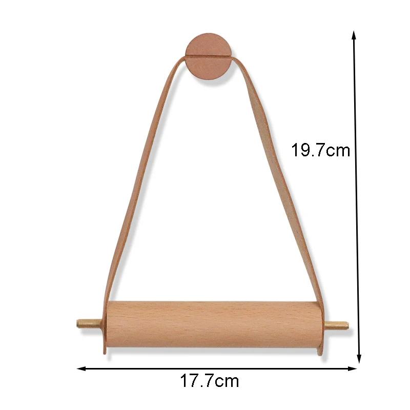Vintage Toilet Paper Roll Holder Wooden Leather Bathroom Storage Rack Towel Tissue Dispenser Wall Mounted Bathroom Accessories