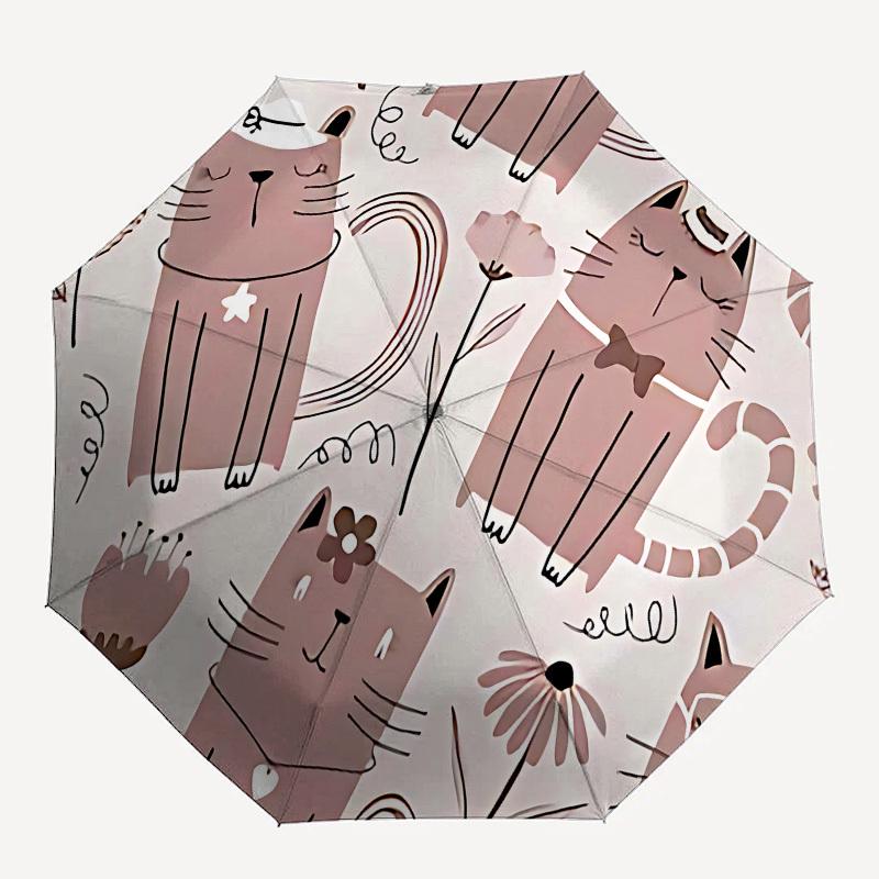 

1pc cat pattern umbrella with 8 iron ribs and a plastic handle, automatic opening and closing, and daily use.1101