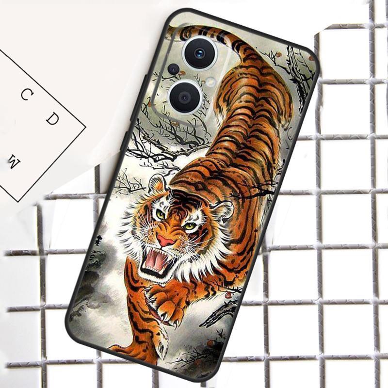 Japanese Tiger For OPPO Reno 13 14 12 11 10 Pro 11F 12F 13F 14F 7 8 Lite 8T OPPO Find X5 X6 X8 X9 Pro Case