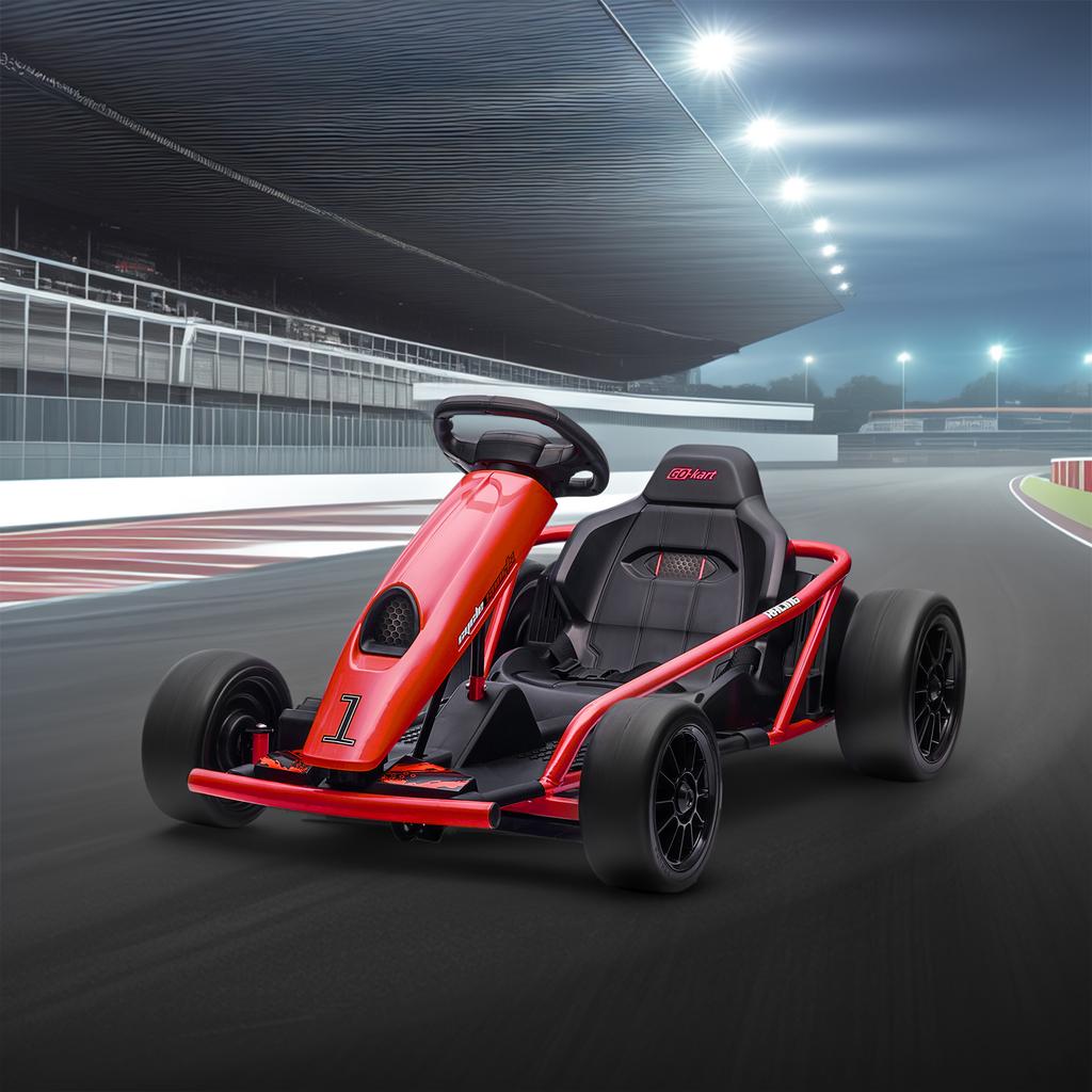 24V Electric Go Kart for Kids, Drift Ride-On Racing Go Kart with 2 Speeds, for Boys Girls Aged 8-12 Years Old, Red