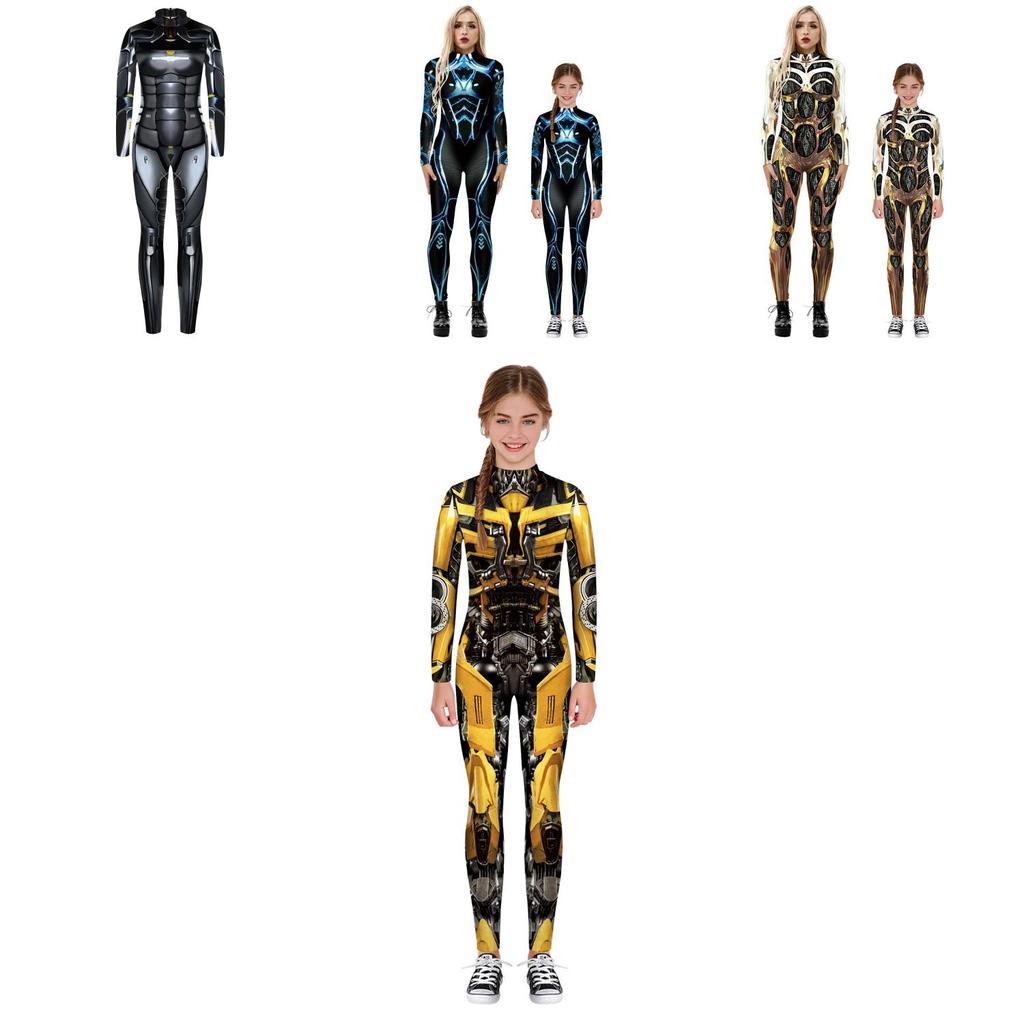 Slim Fit Halloween Cosplay Jumpsuit Bodysuit With 3d Armor Print