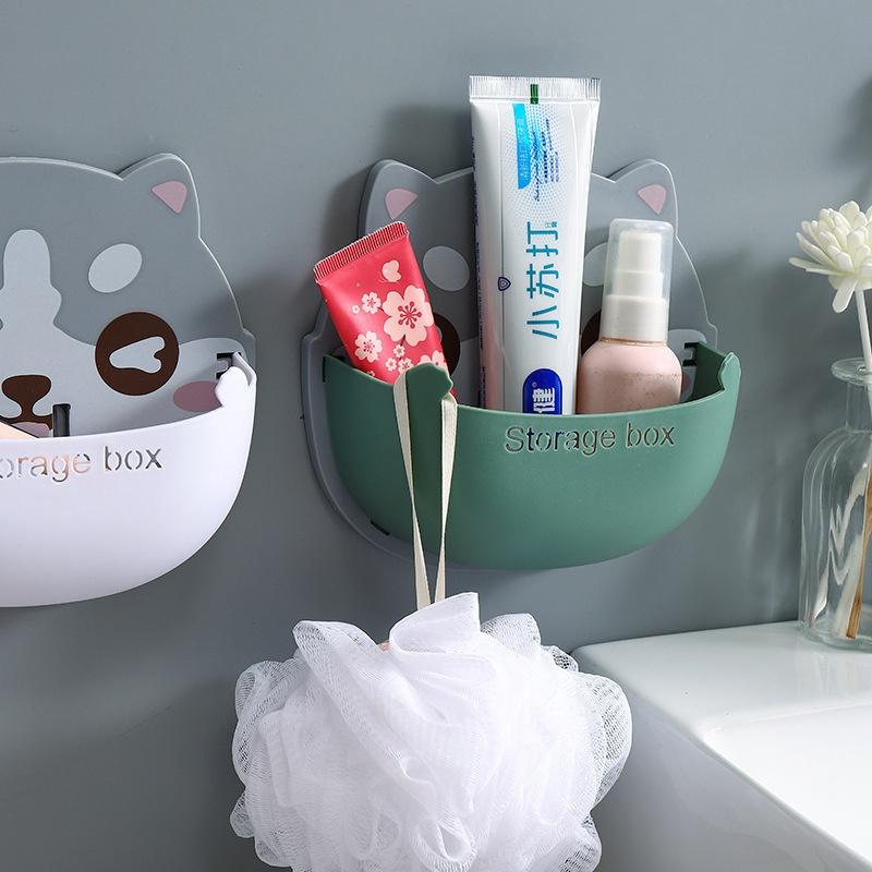 Wall-Mounted Cartoon Organizer Box Multi-functional Air Conditioner Remote Control Phone Rack Punch-free Storage Box Home Decor