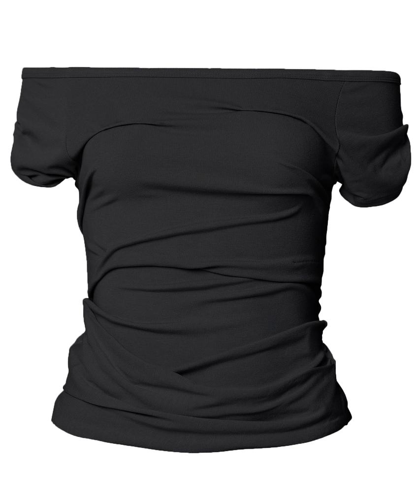Peulleeoeob Draped Top (Fl-130_Black)