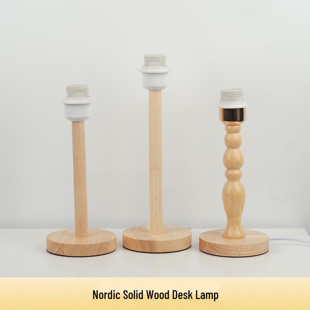 Nordic Woodcraft E27 Table Lamp Holder – LED Bedside Lamp Fixture Accessory.