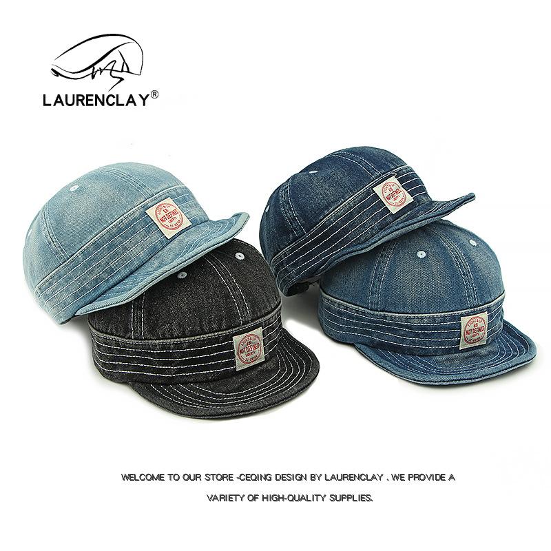 

Personalized street washed cowboy hat women soft brim baseball cap cap cap retro flat top hat men s trend Adjustable чорний