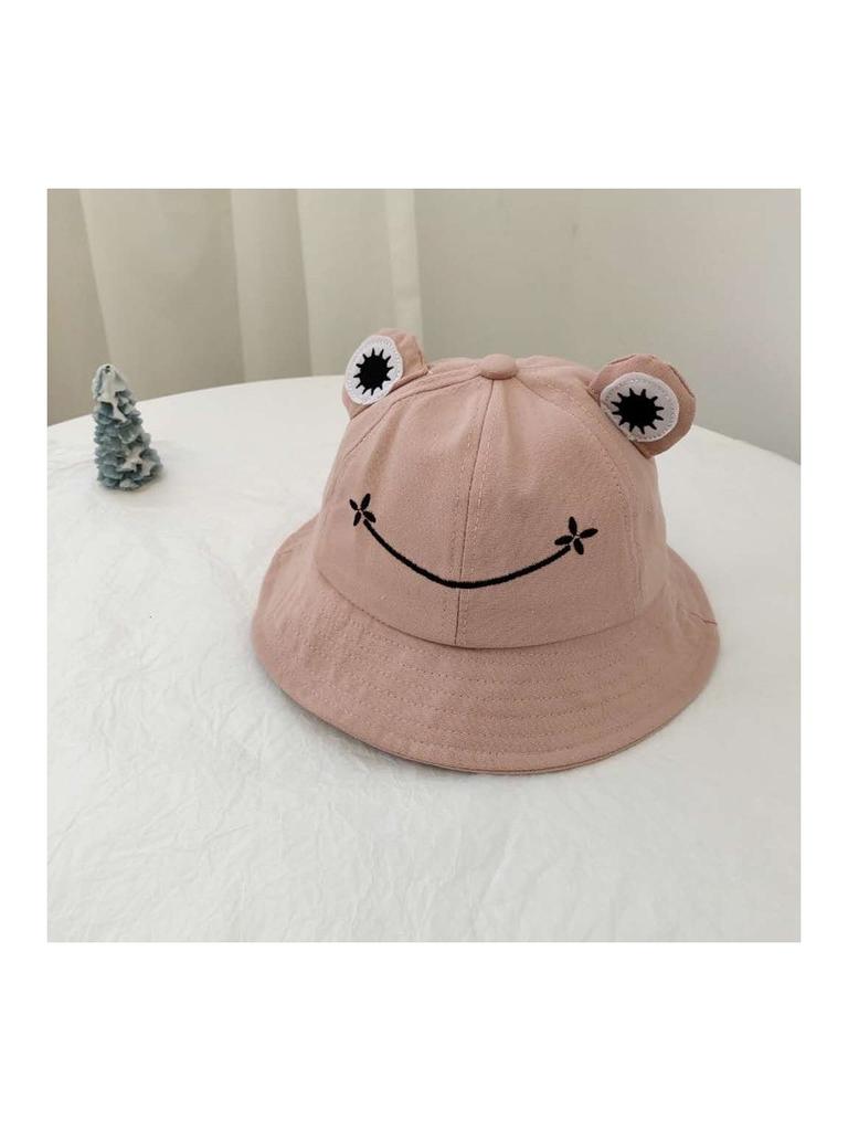 Sweet And Cute Frog Face Embroidered Fisherman Hat For Women Style Sun Protection Breathable Spring Summer Cap