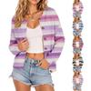 Women's Striped Button Front Knit Cardigan Cute Open Front Sweater for Casual Wear