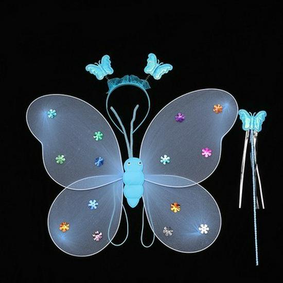 Girls' Luminous Butterfly Wings & Light-Up Fairy Wand Dress-Up Set