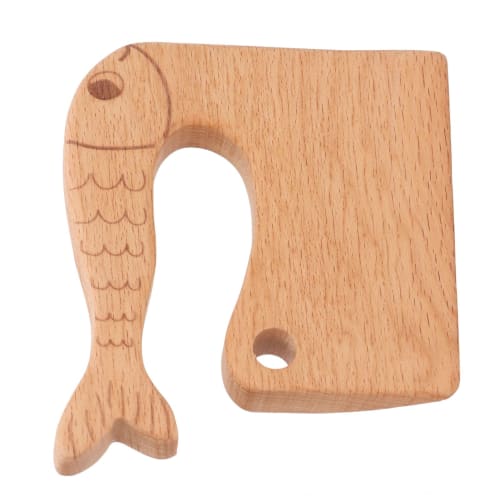Children's Wooden Knife, Beech, Healthy Gift, Safe Kitchen Knife, Improves Vegetable and Fruit Cognition Skills, Ages 2-8 (Fish Pattern), BROLEOf2ug5s