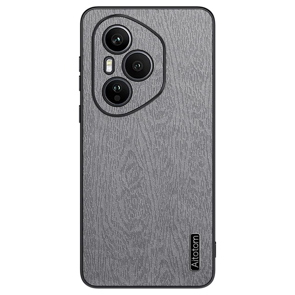 For Honor 400 Pro 5G (Global) Case Wood Texture PU Leather Coated PC TPU Phone Cover