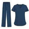 Nurse Work Clothing Nursing Uniform Women's Scrub Sets Elastic Quick Drying for Beauty Salon V Neck