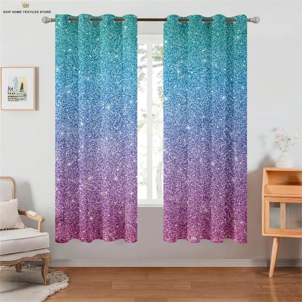 Simple Rainbow Print Curtains, Colorful Starry Sky, Bedroom, Living Room, Balcony, Kitchen, Decorative Window, Home Decoration