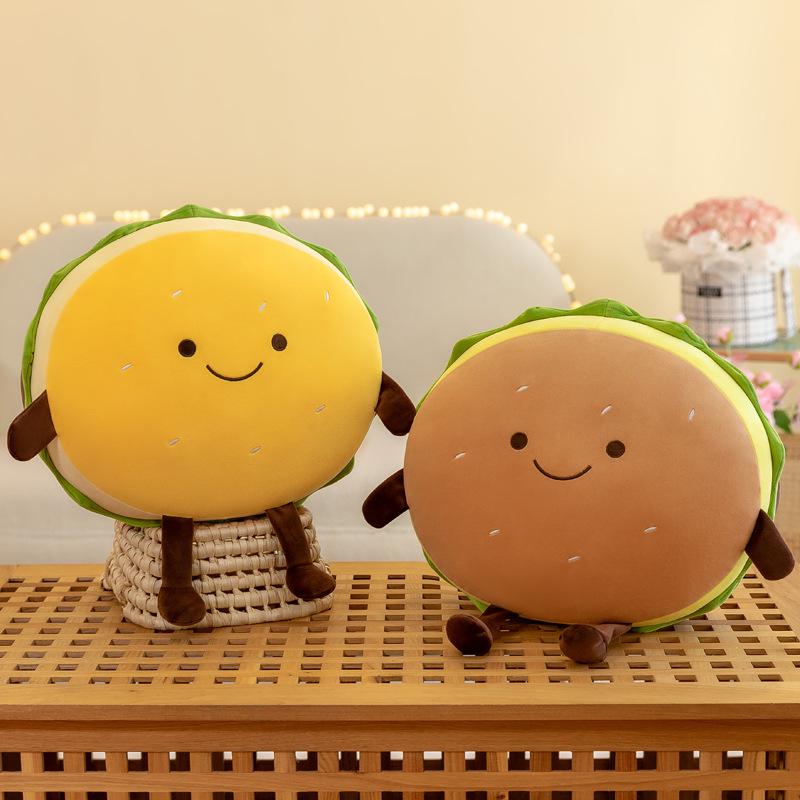 

Hamburger Plush Doll Pillow: Soft Cushion & Ornament Gift 45cm, 0.55kg жовтий