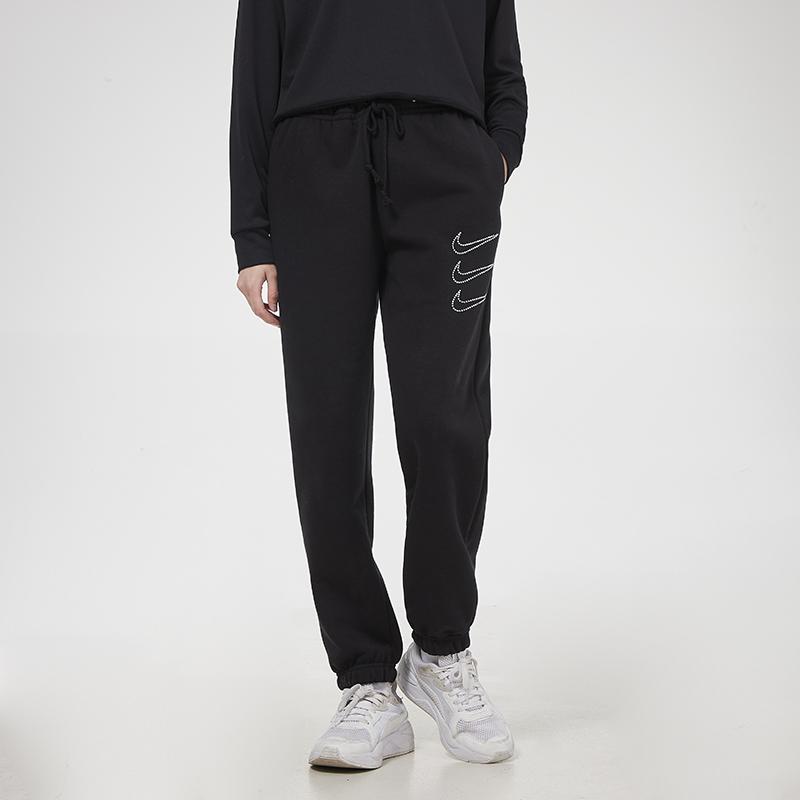 Nike Nsw Pant Flc Rstone Update Running Training Cuffed Fleece Knit Long Pants Women Pants Black DH4336-010