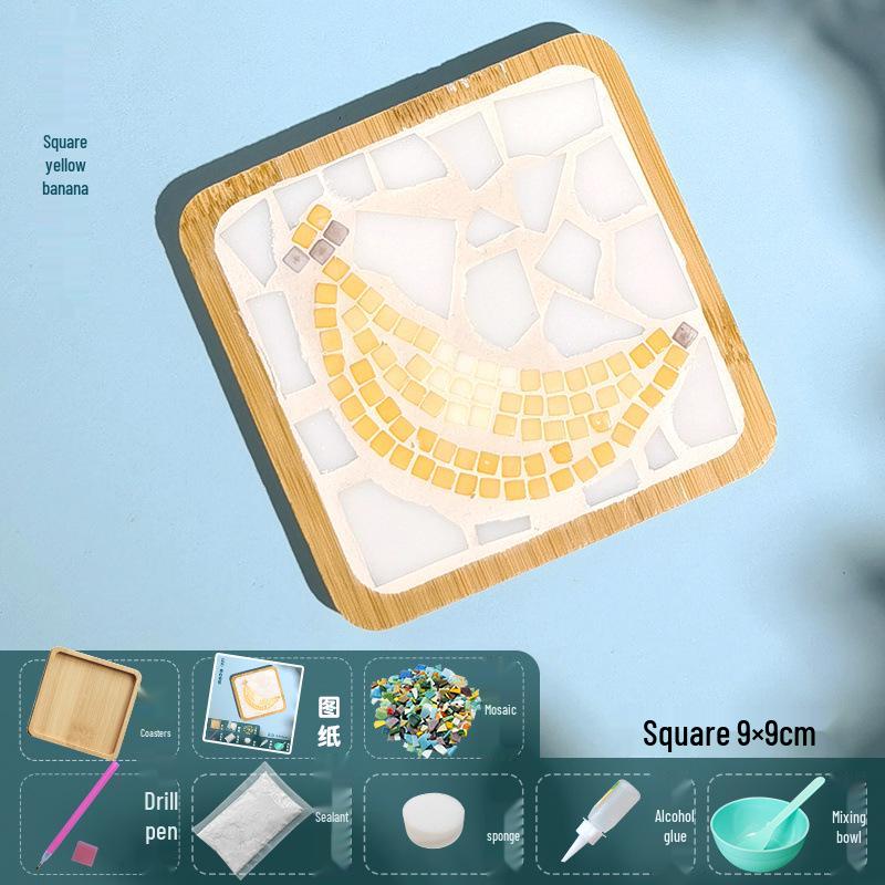 DIY Large Mosaic Coaster Kit: Creative Glass Sticker Pack for Adults & Kids