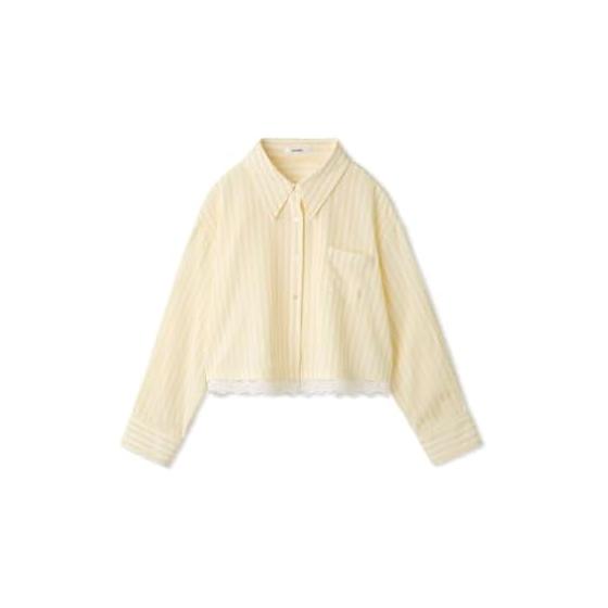 [Sneider] Lace Detail Striped Shirt SWFB262110 Women s