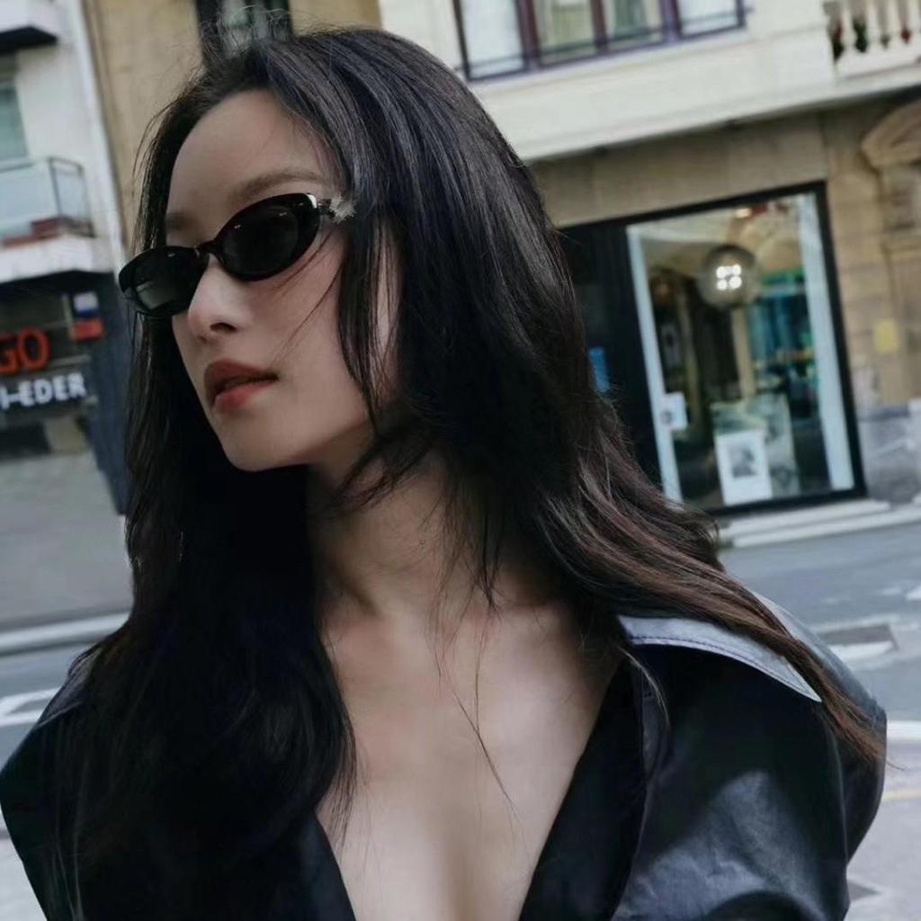 Women's High-End Retro Oval Sunglasses with UV Protection - Ni Ni Cai Wenjing Style