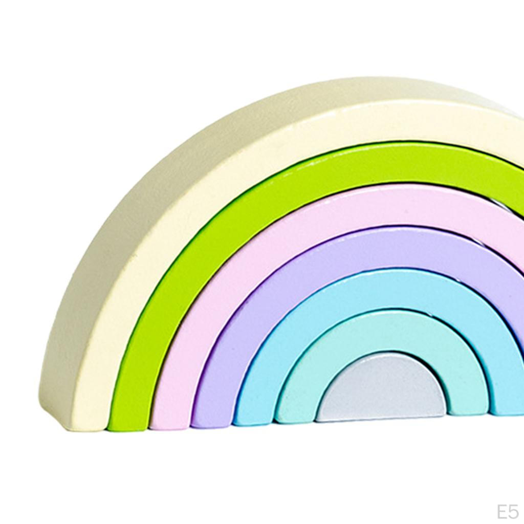 Wooden Rainbow Stacker Arch Bridge Playset Stacking Toys for Activity Boy
