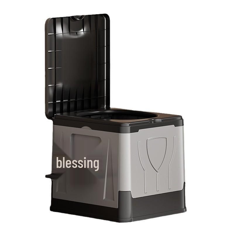 Portable Vehicle-Mounted Folding Toilet for Adults - Emergency, Camping, and Outdoor Use with Solidifier