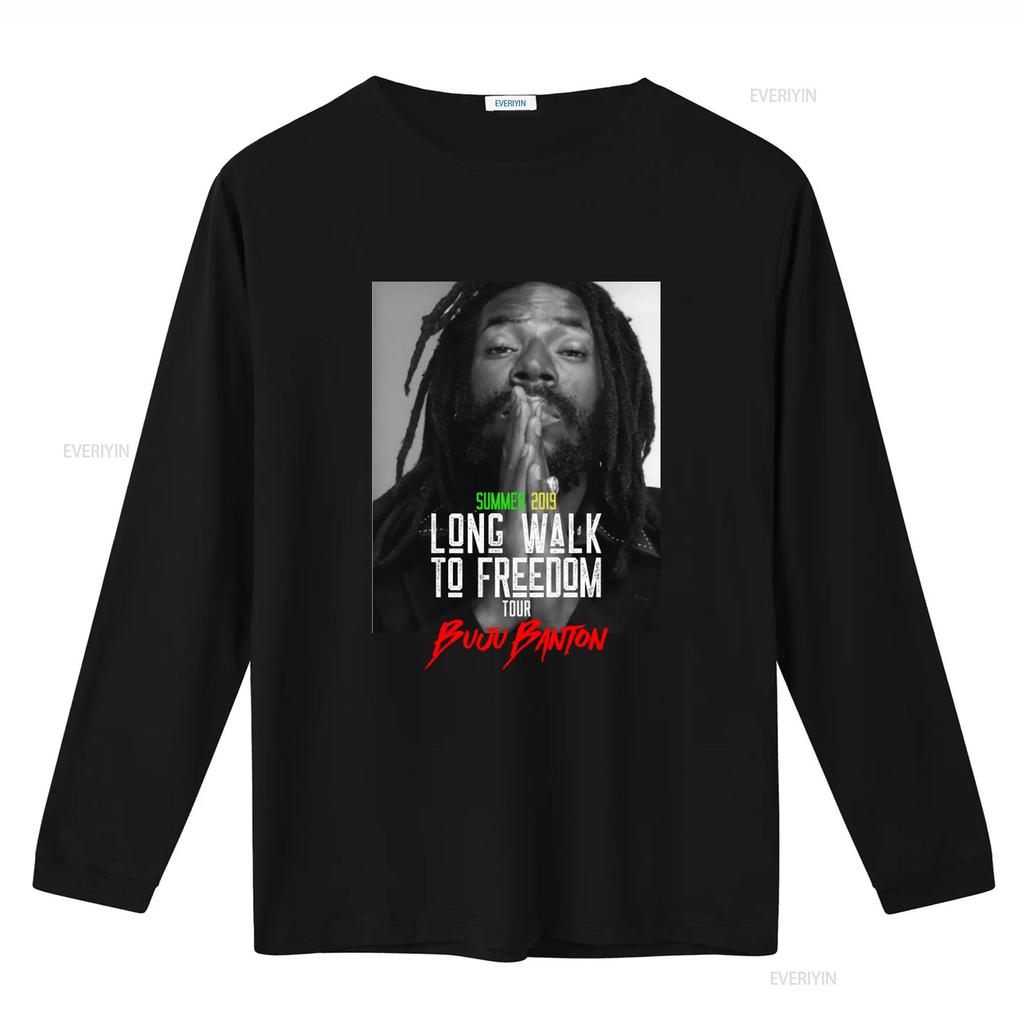 Buju Banton Long Walk To Freedom Tour 2019 Verão Camiseta Estilo Reggae vintage Lavada Estilosa roupas de designer Ligeiramente moda