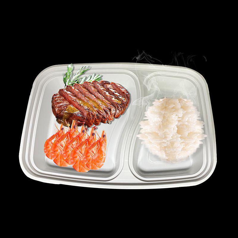 Two-Compartment 1000ml Black Rectangular Disposable Bento Lunch Box