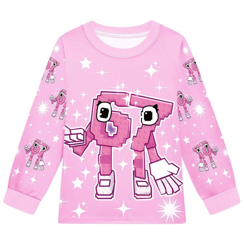 19704 Kinder Jungen Mädchen Steal a Brainrot 67 Six Seven Druck Langarm T-Shirt Hose Pyjama Nachtwäsche Sets