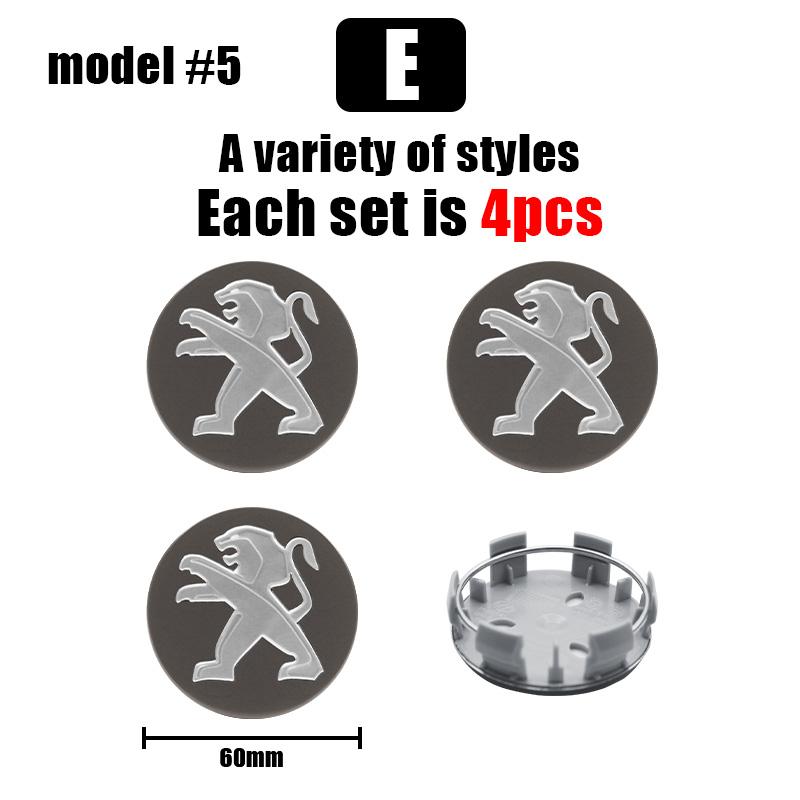2026 Hot Car Sticker 4pcs Car 60MM Wheel Center Covers Hub Caps Badge Emblem For Peugeot 405 605 806 RCZ 206 207 208 306 307 508