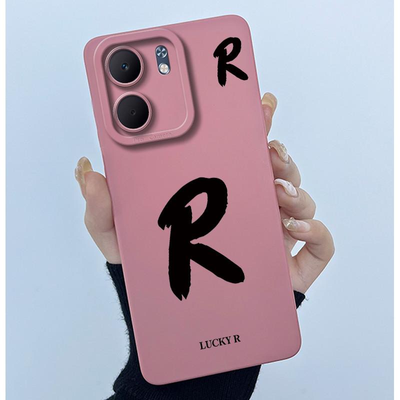 For OPPO A5x CPH2725 Cover Case Lucky Initial Letter Couple Silicone Soft Matte Phone Bumper for Oppo A5x 4G 5G 2025 Casing