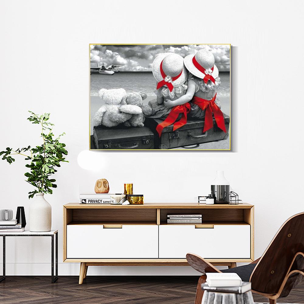 Diamantová mozaika Černá Červená Plná vrtačka Čtverec Diamantové vyšívání Pouliční vyšívání Mozaika Krajina 5D DIY umělecká nástěnná dekorace