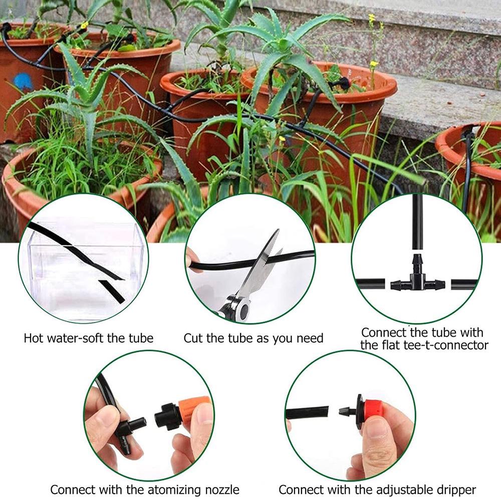 40m Garden Irrigation Kit: 158pcs Adjustable Eight-Hole Dripper & Automatic Atomizing Waterer