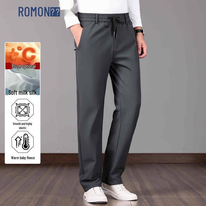 ROMON Men's Winter Fleece-Lined Straight Leg Casual Pants