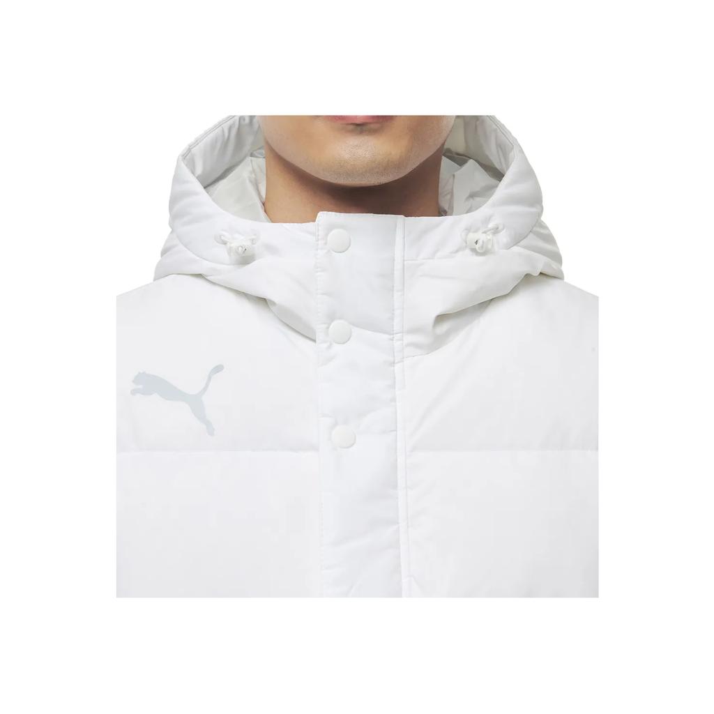 Puma Solid Color Letter Print Long Hooded Down Jacket Unisex Outerwear White 932547-02