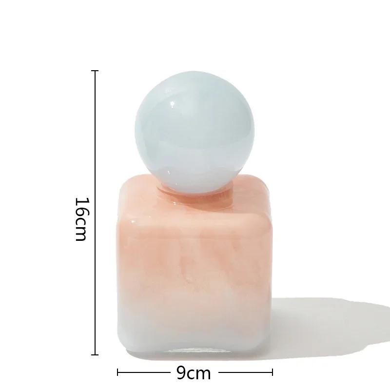 Bunte Glasvase Blumenvase Geometrische Kugel mit Deckel Aromatherapie-Flasche Glasgefäß Schreibtisch-Blumengefäß Heimdekoration