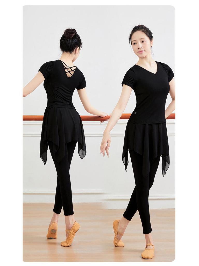 Black Long Sleeve Dance Practice Suit for Square Dance and Art School Training