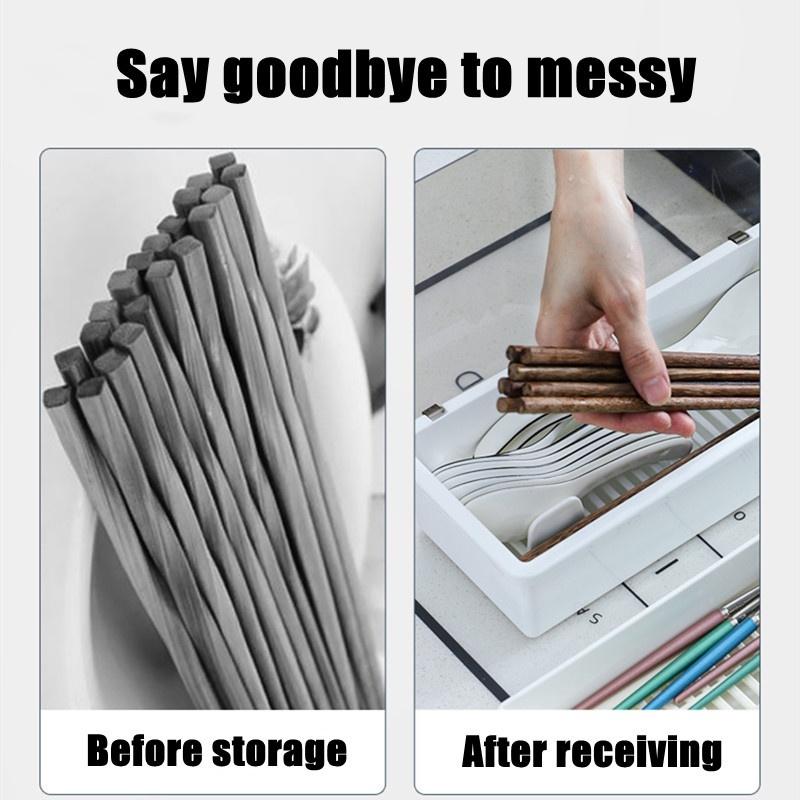 Small Large Chopstick Box Dustproof Tableware Storage Box Plastic Utensil Storage Box With Lid