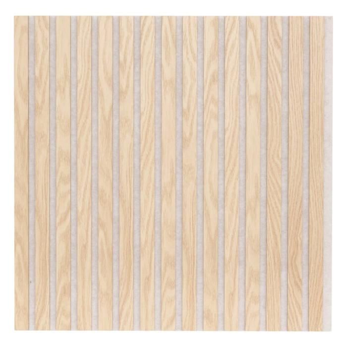 Painel decorativo ripas madeira Colva - 60 x 60 x 2,1 cm - Efeito Carvalho Claro fundo Bege