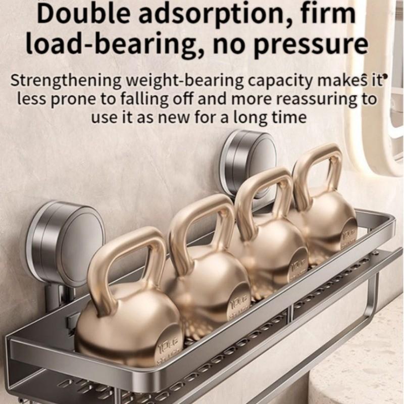 Suction Cup Mount Bathroom Shelf Multifunctional No Drill Hanging Bath Room Basket Household Shampoo Storage Rack Tray