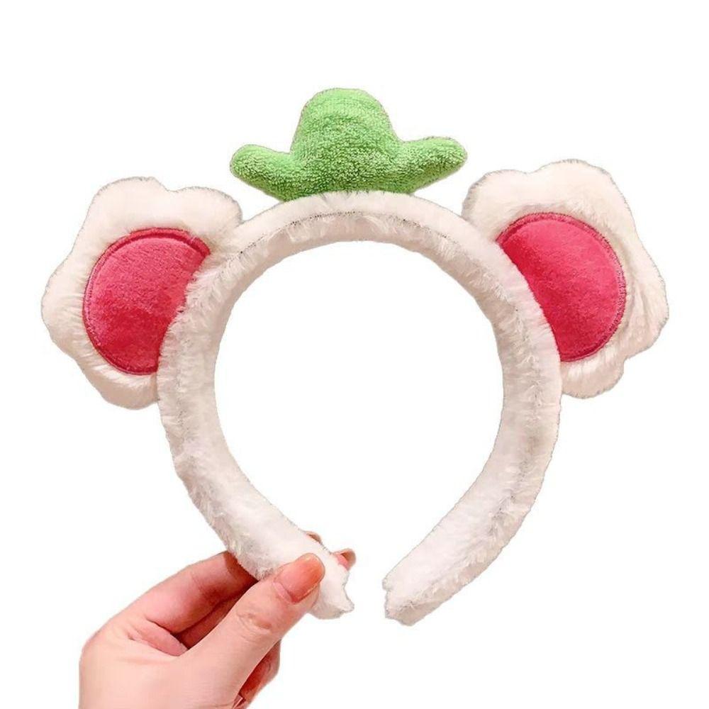 Cute Fruit Bear Ear Hair Hoop Sweet Girl Headwear Fashion Plush Hairband Hair Clip  For Women Girls